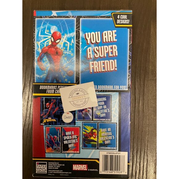 Marvel Spider-Man 16 Valentines With Scented Bookmarks Cherry Scent (Box not inc - Picture 2 of 3